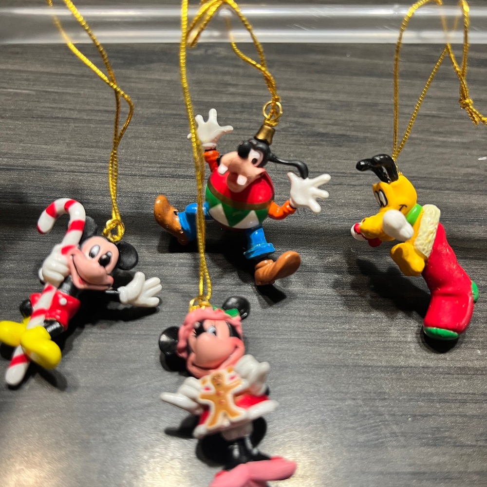 Disney Festive Character Ornament Set - Red, Green, Gold, Black